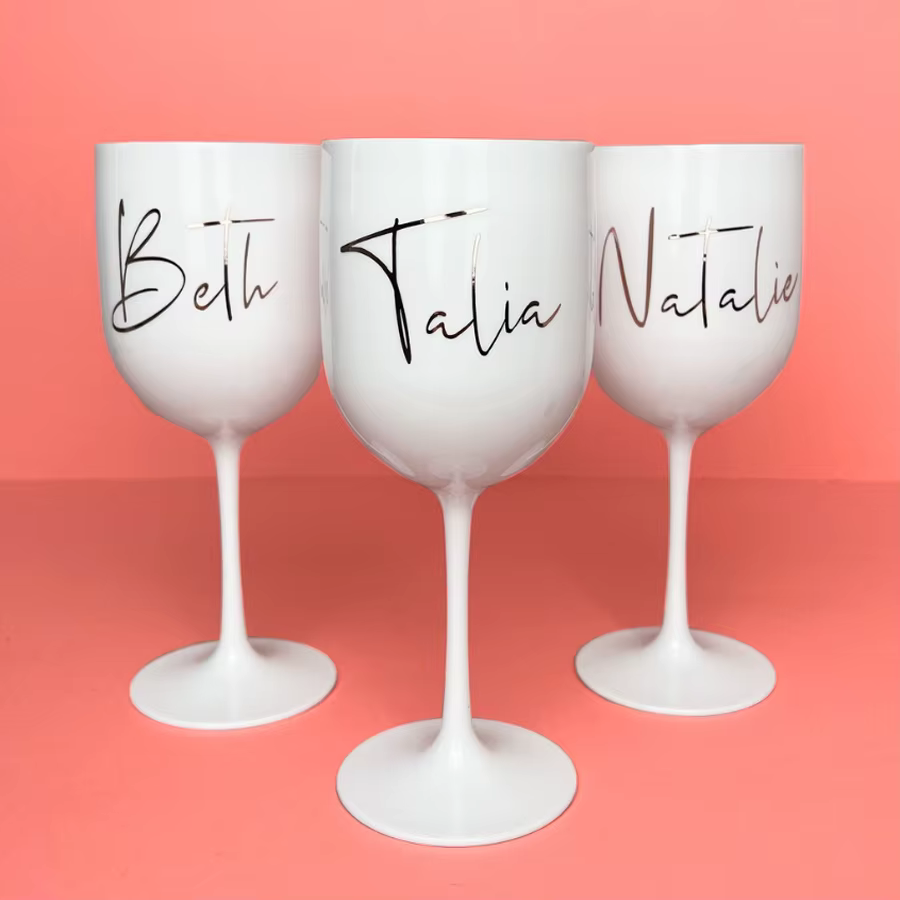 Verres de mariage en plastique personnalisés, verres à Champagne en plastique de 450ml, verres à vin