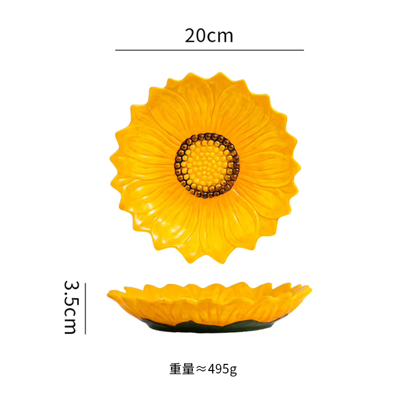 Assiette en céramique tournesol, plat à pâtes en forme de fleur, assiette à salade, assiette à Desse