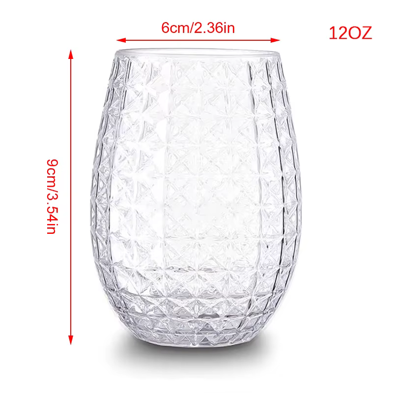 Verres à vin de 12 oz, verres à whisky, verres à cocktail, verres à jus, gobelets en plastique incas