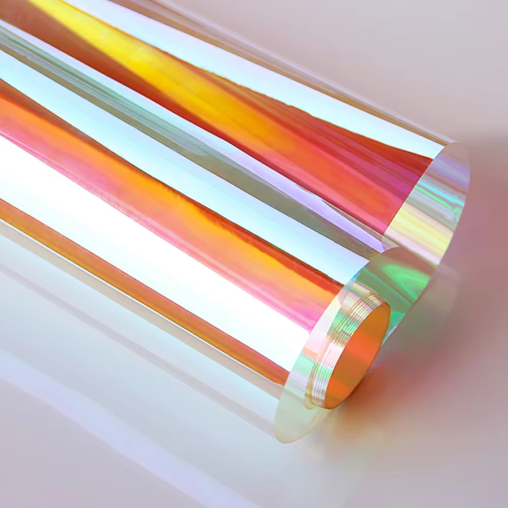 Teinte de fenêtre en verre de bâtiment dichroïque caméléon, Film décoratif coloré découpé UV pour ce