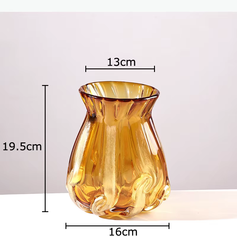 Vase en verre créatif couleur ambre, pots de plantes hydroponiques, décoration de table, arrangement