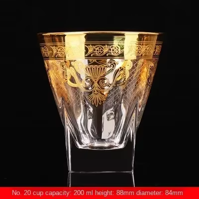 Verre en cristal de style palais avec ligne dorée, tasse à bière, tasse à thé pour la maison, jus, g