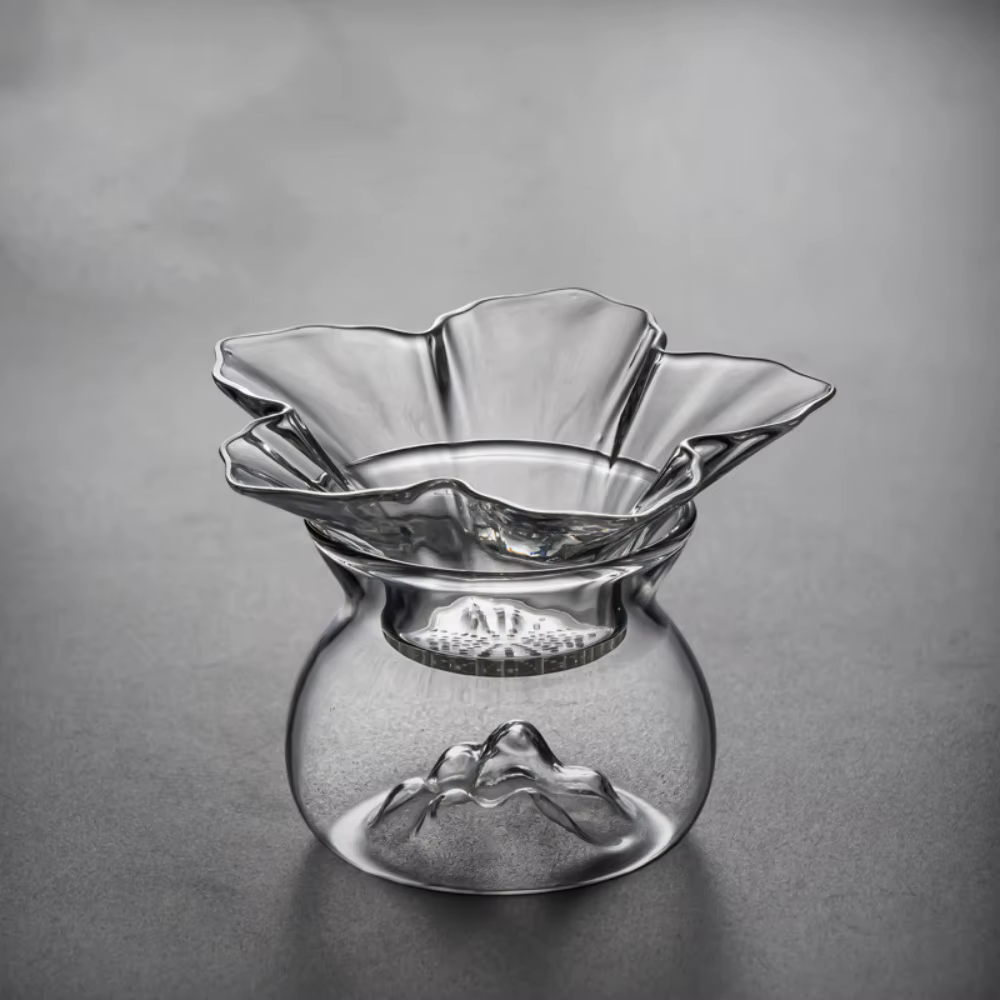 Passoire à thé en verre à fleurs avec Base de support, filtre à mailles fines pour thé à feuilles mo