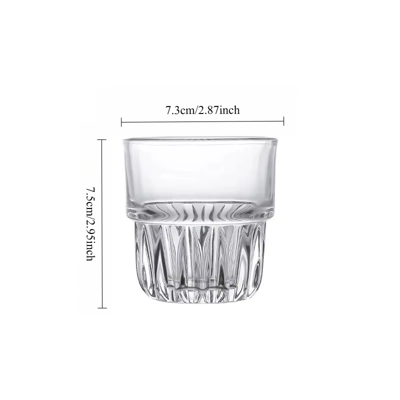 Tasse à café en verre texturé haut de gamme, exquise, pour Americano glacé, Latte, Tasse transparent