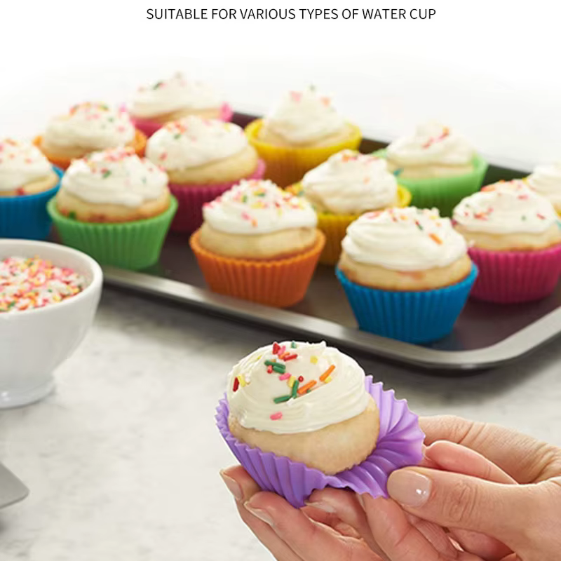 Moule à gâteau rond en Silicone en forme de cœur, 12 pièces/lot, moules de cuisson pour muffins, cup