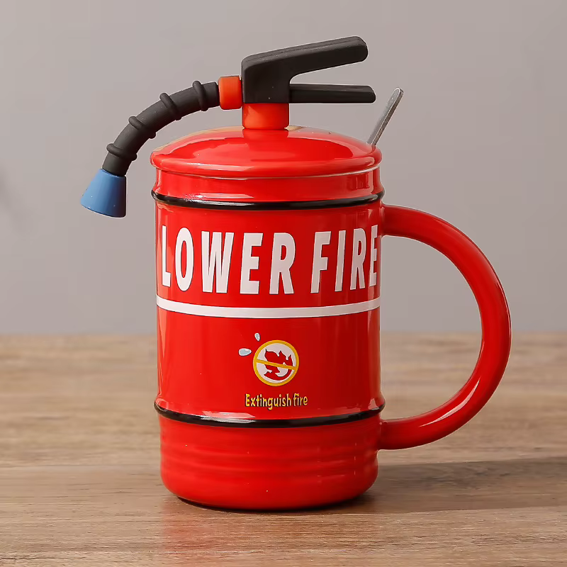Mug à café créatif en céramique avec couvercle, tasse rouge pour couple, 480 ml, mug à bière, cadeau