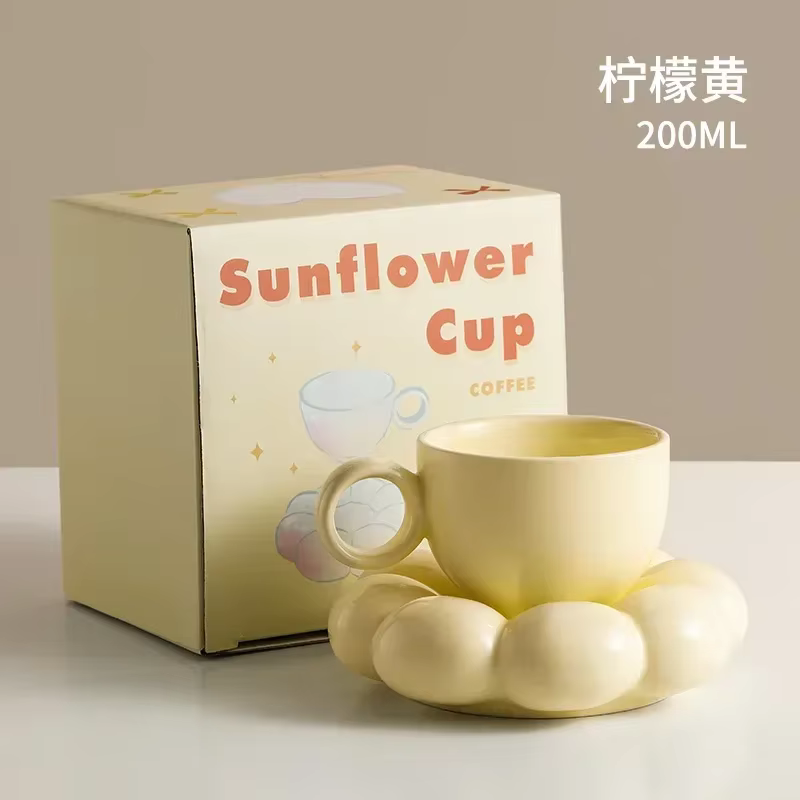 Tasse en céramique de 200ml, jolie assiette décorative de nuage, ensemble de tasses à café, boîte-ca