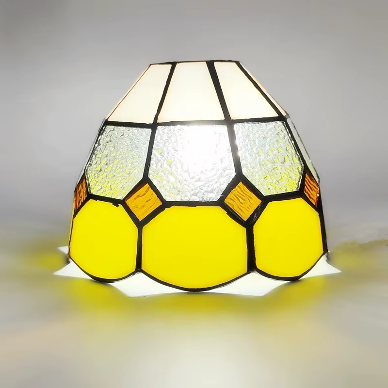 Abat-jour en verre teinté jaune à carreaux de 16 cm pour lampes suspendues, appliques murales, venti