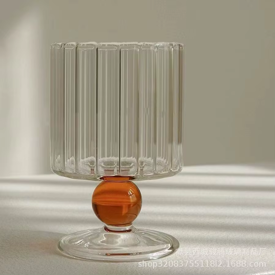 Grand verre à whisky Vintage de Style nordique, tasse à lait transparente rayée, tasse à café Simple