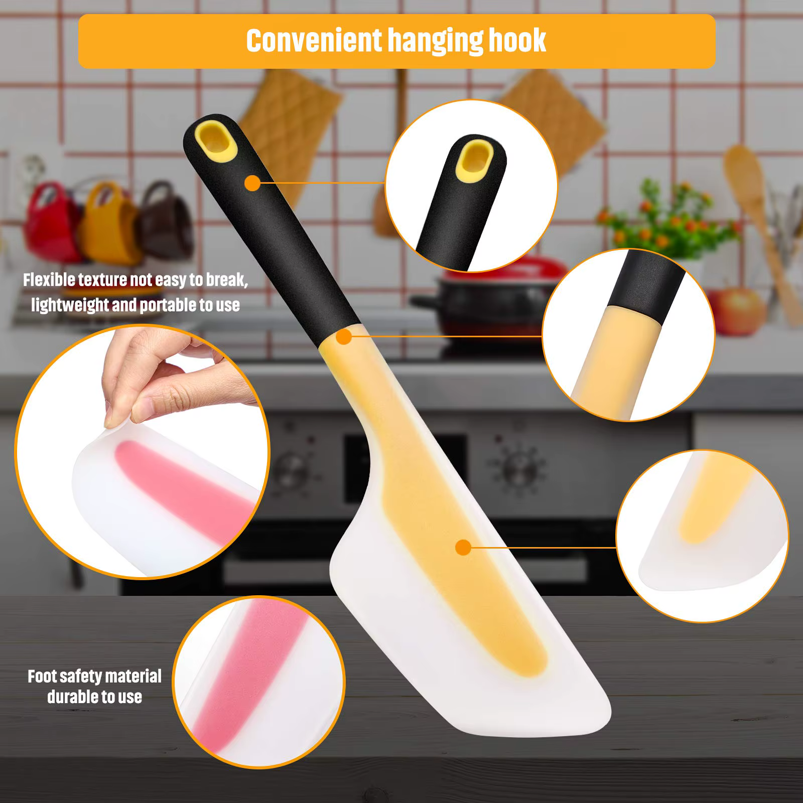 Spatule à Omelette antiadhésive de 33cm, tourneur de crème à gâteau, grattoir à beurre, mélange de f