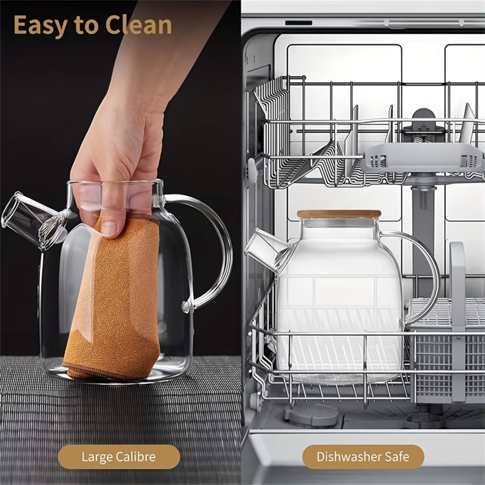 Théière en verre de grande capacité 1L/1,8 l, bouilloire résistante aux hautes températures pour jus
