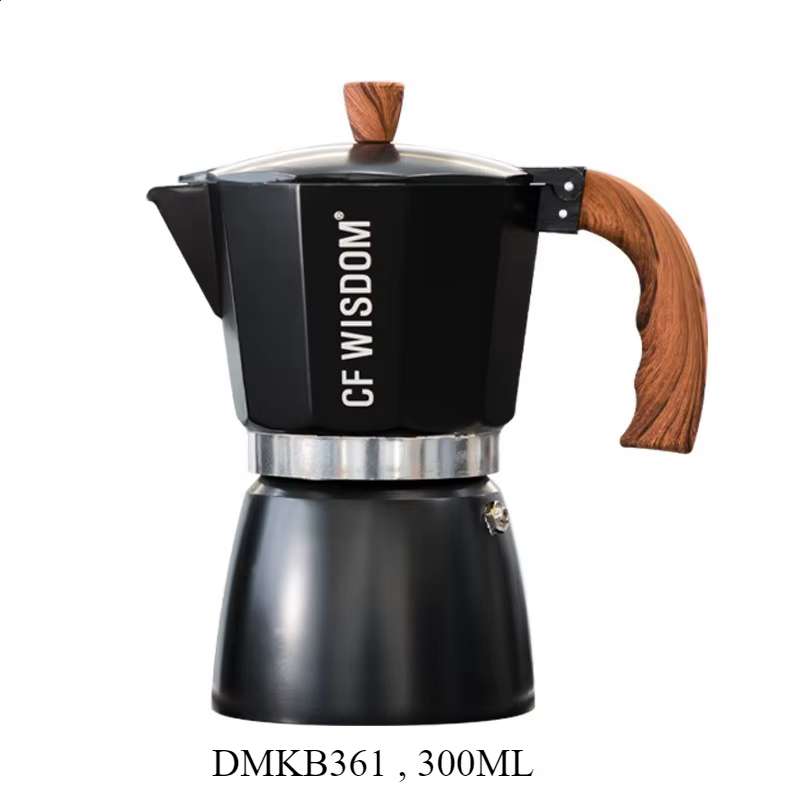 CF WISDOM Cafetière moka à valve unique 300ML Cafetière à extraction italienne Machine à expresso du