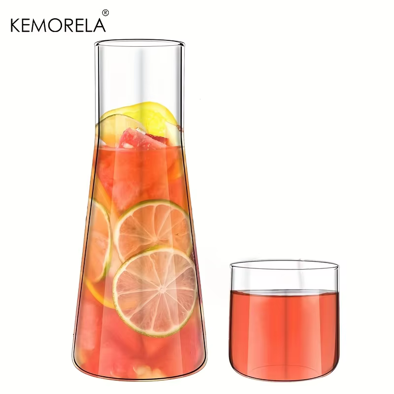 1/2 pièces 30oz clair haute teneur en verre Borosilicate jeu de Carafe d'eau de chevet avec gobelet-