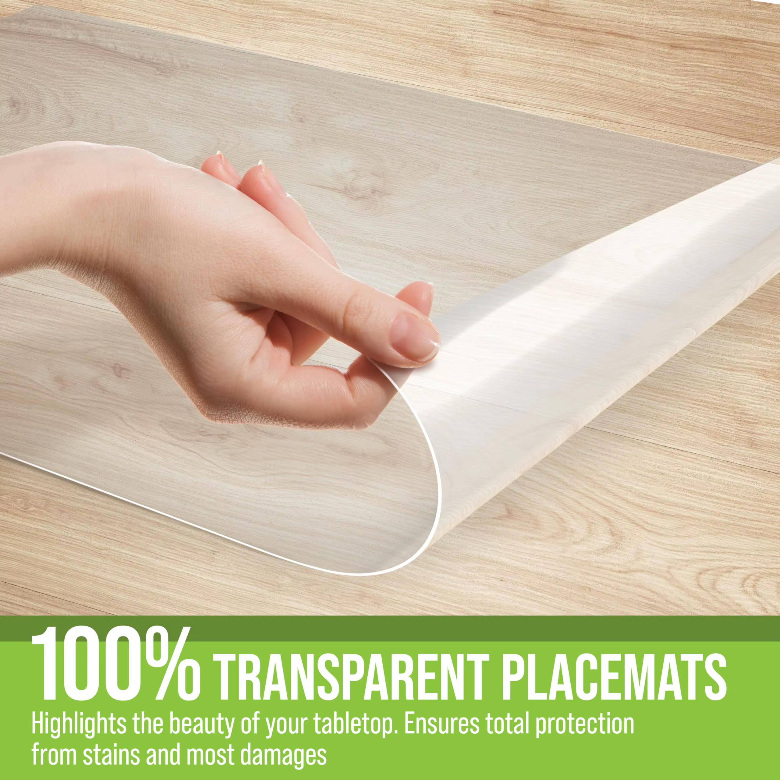 Lot de 4 sets de table en plastique résistants à la chaleur et lavables, sets de table transparents 