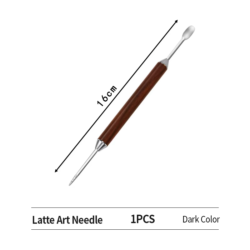 Stylo pour Latte Art, outil de dessin sur café avec manche en bois, accessoires de barista à double 