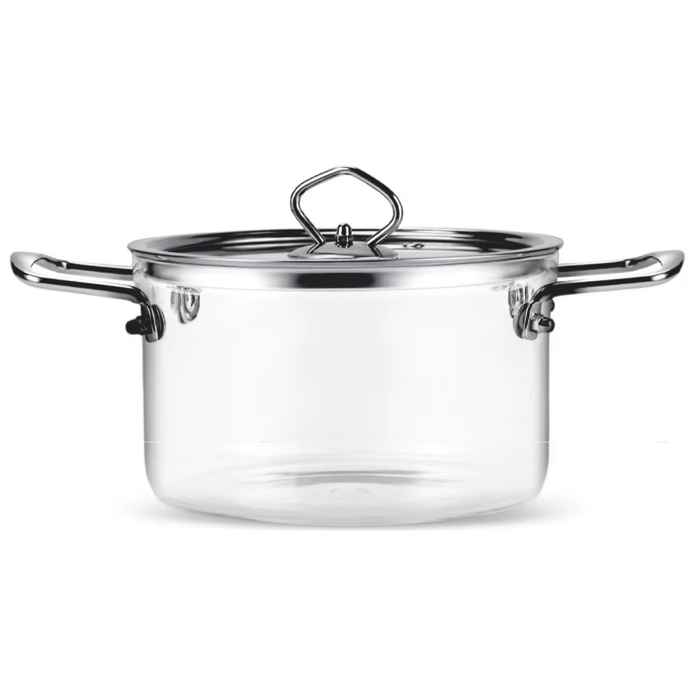 Verrerie moderne haute teneur en verre Borosilicate marmite transparente minimaliste casserole en ve