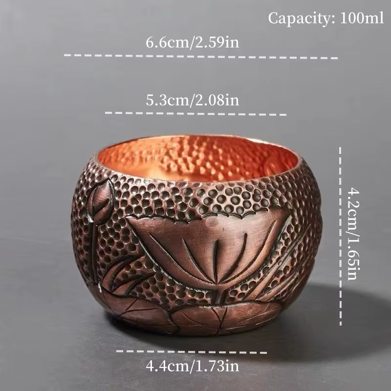 Tasse à café en cuivre pur, poignée tissée à Texture de fleur gravée artisanale, gobelet Mule de mos
