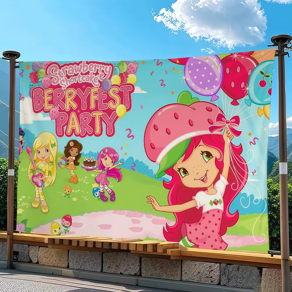 Drapeau de dessin animé S-Strawberry G-Girl, adapté pour les fêtes, les clubs, l'extérieur, la décor