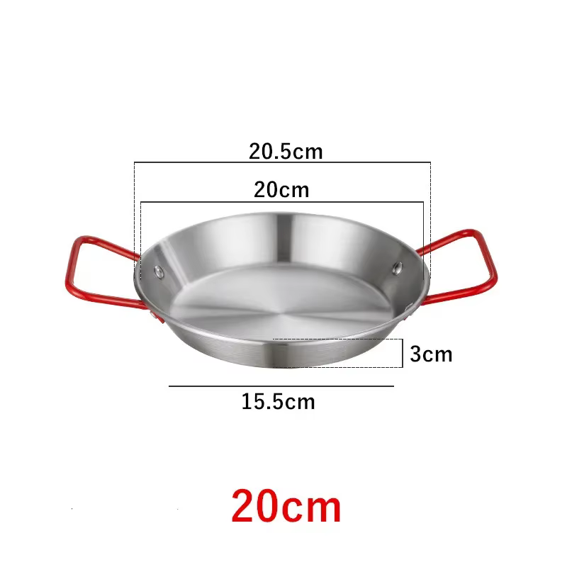 Poêle Paella espagnole de 20-30cm avec poignée, assiette de collation de fruits de mer Durable en ac
