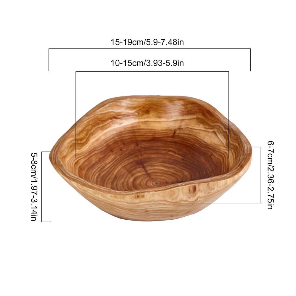 Bol à salade rustique en bois naturel, récipients de stockage des aliments, bol de service de mélang