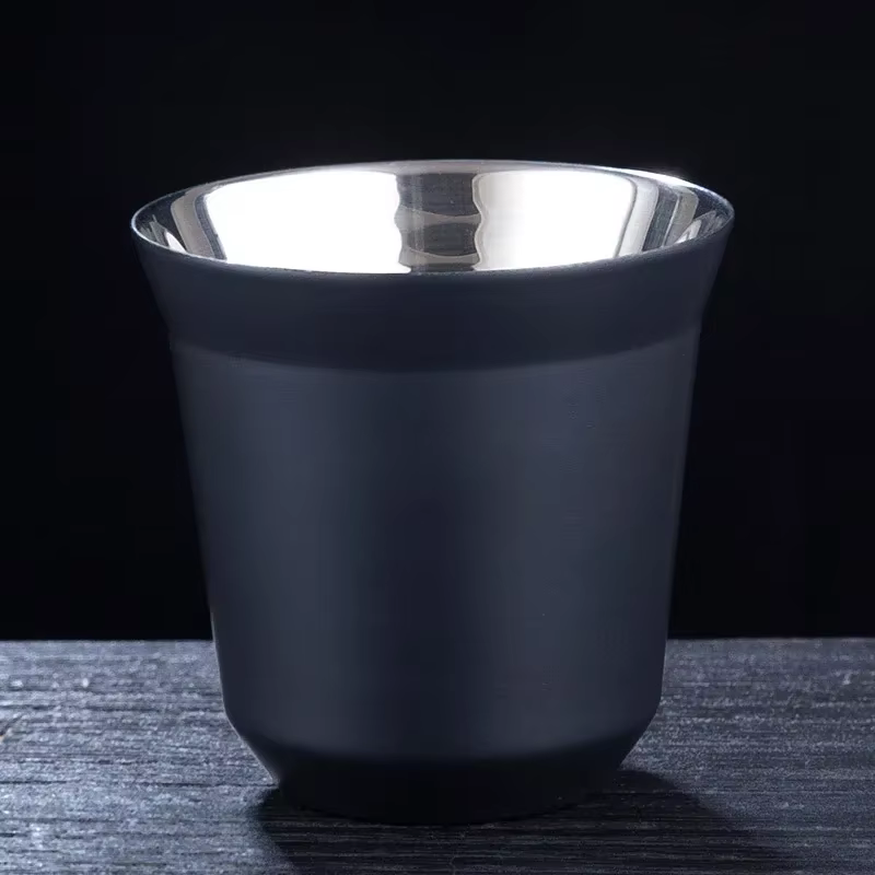 Ensemble de tasses à expresso en acier inoxydable 80ML, Double paroi, petite tasse à café en acier i
