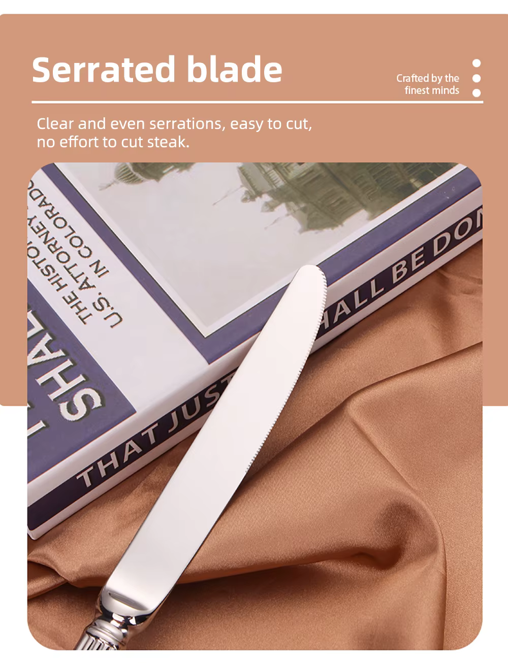 Ensemble de Couverts Occidentaux en Argent, Élégant, à Poignée Rayée, en Acier Inoxydable 304, Coute