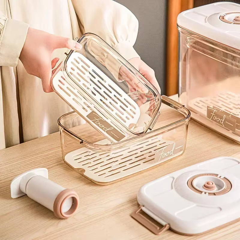 Boîte de conservation sous vide, récipient hermétique, grande capacité, distributeur de nourriture,