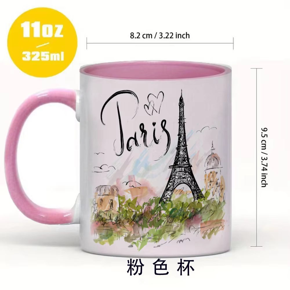 Nouveaux produits en août, tasse à café en céramique romantique avec la Tour Eiffel de Paris, cadeau