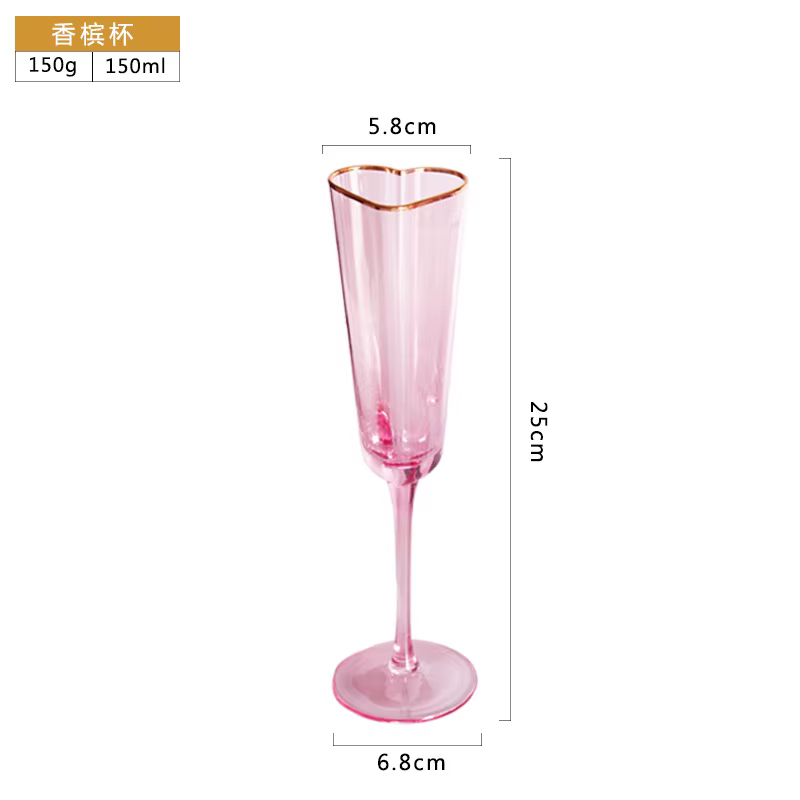 Verres à vin rouge Phnom Penh rose martelé européen, ensemble de ustensiles de Bar en forme de cœur,