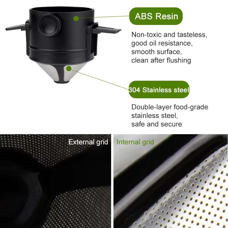 Filtre à café Portable, entonnoir réutilisable, infuseur à thé, goutte-à-goutte en acier inoxydable,