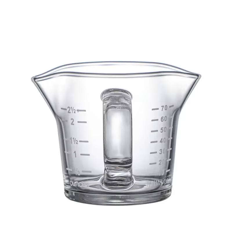 Verre à expresso 70/150ml, tasse à mesurer à Double bec, poignée résistante à la chaleur, échelle cl