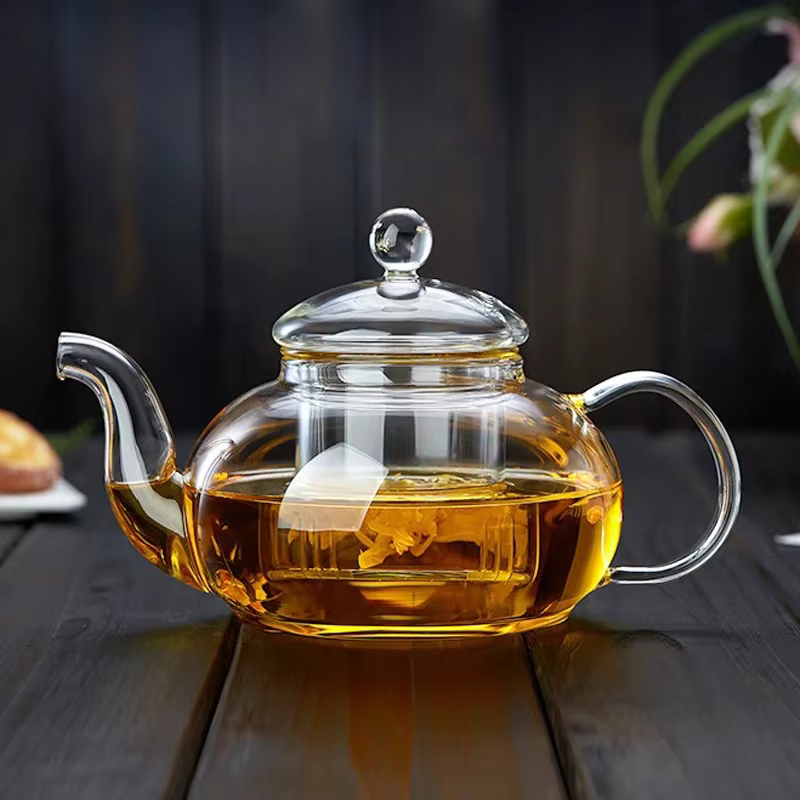 Théière en verre épais filtrée et résistante à la chaleur, 400ml/1000ml, théière à fleurs en verre à