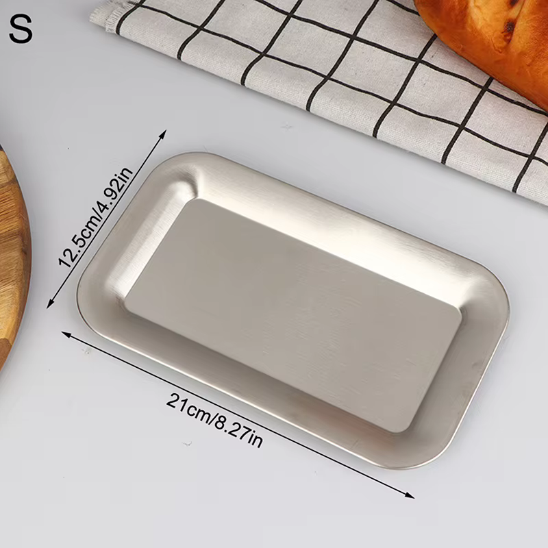 Plateau de service rectangulaire de luxe en acier inoxydable pour café, gâteaux, desserts, rangement