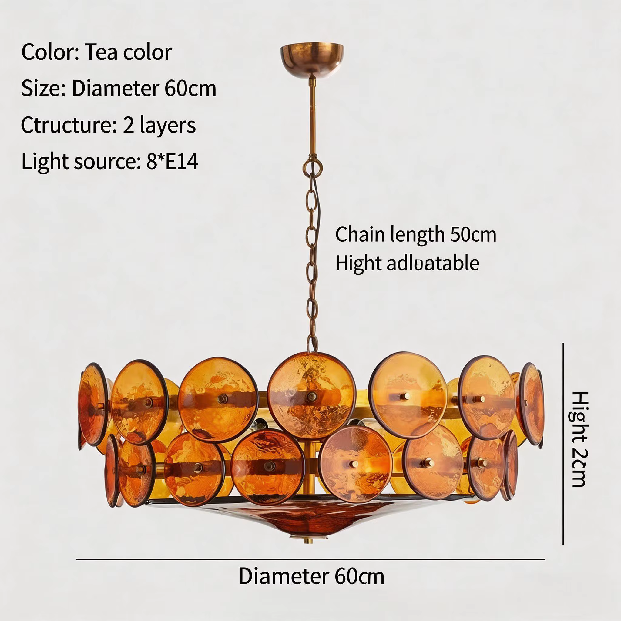 Lampe de salon rétro française à grande échelle, lustre en verre vert créatif de Style Vintage médié