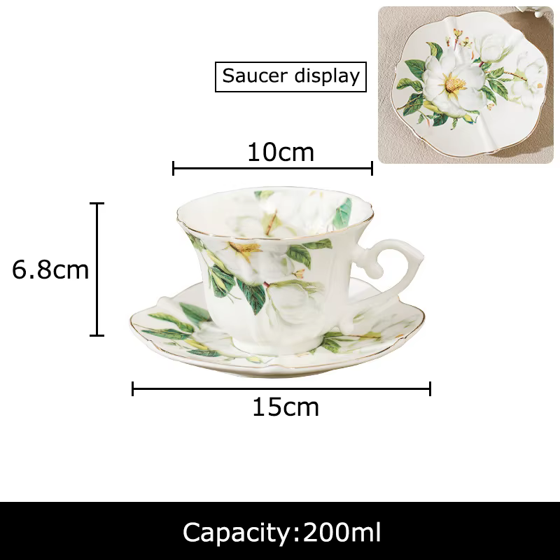 Tasses peintes camélia élégantes, tasse et soucoupe en porcelaine, vaisselle, tasse à café, Table à 