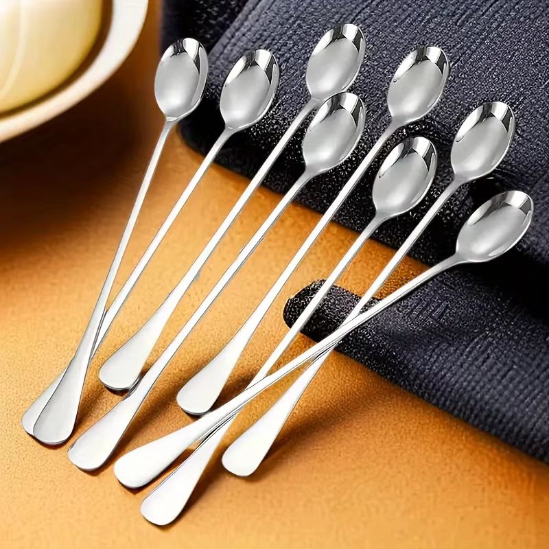 Cuillère à café à glace à Long manche en acier inoxydable, cuillère à café, cuillère à remuer la crè