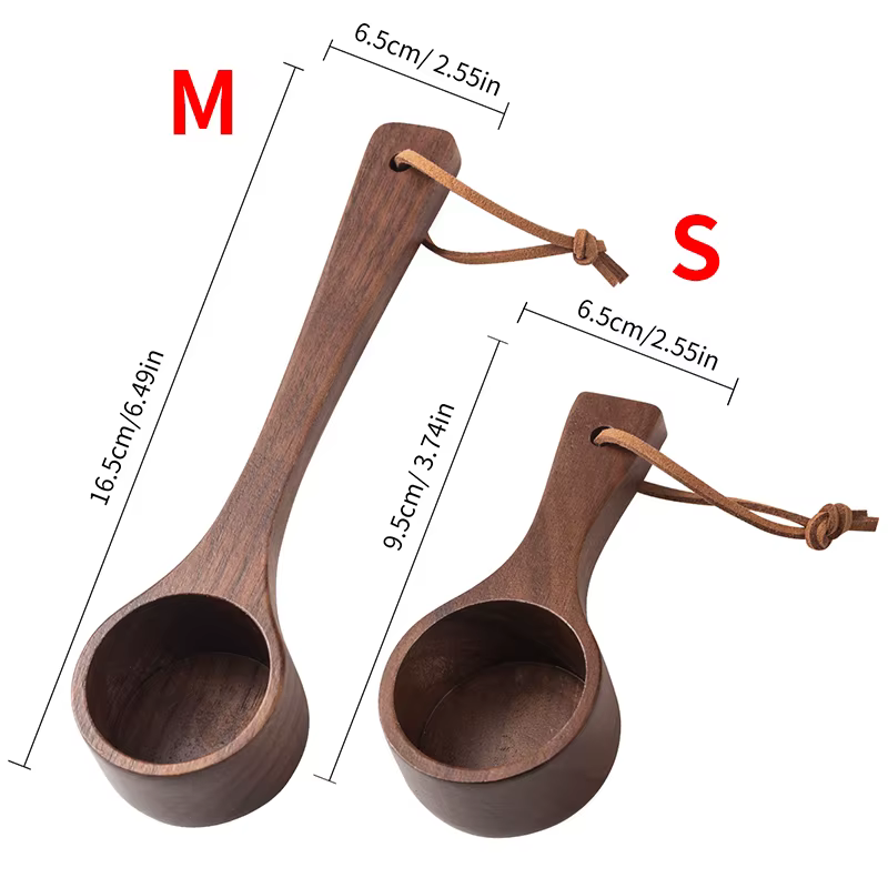 Cuillère à café en bois de noyer noir, cuillère à mesurer à long manche, cuillère à mesurer pour pou