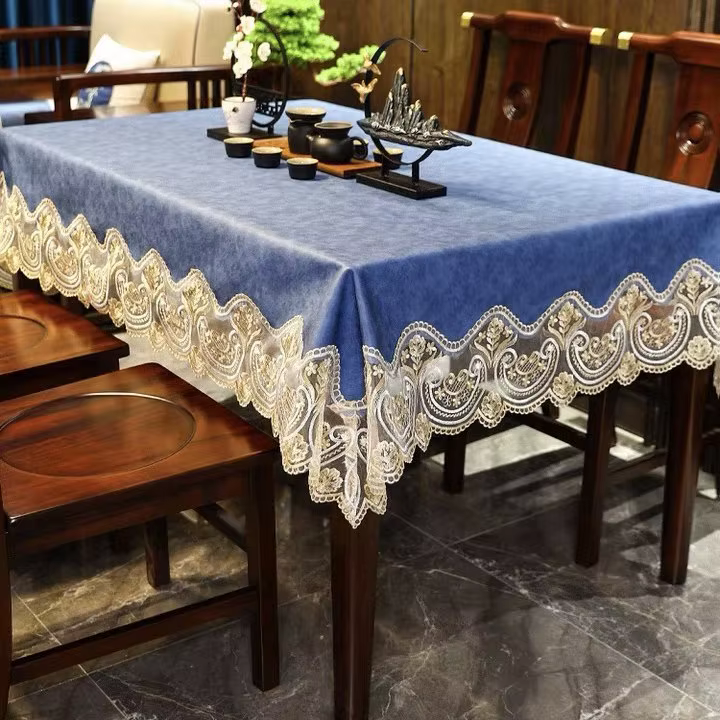 Nappe en cuir PU dentelle imperméable, couverture de table, rectangulaire, salle à manger, cuisine,