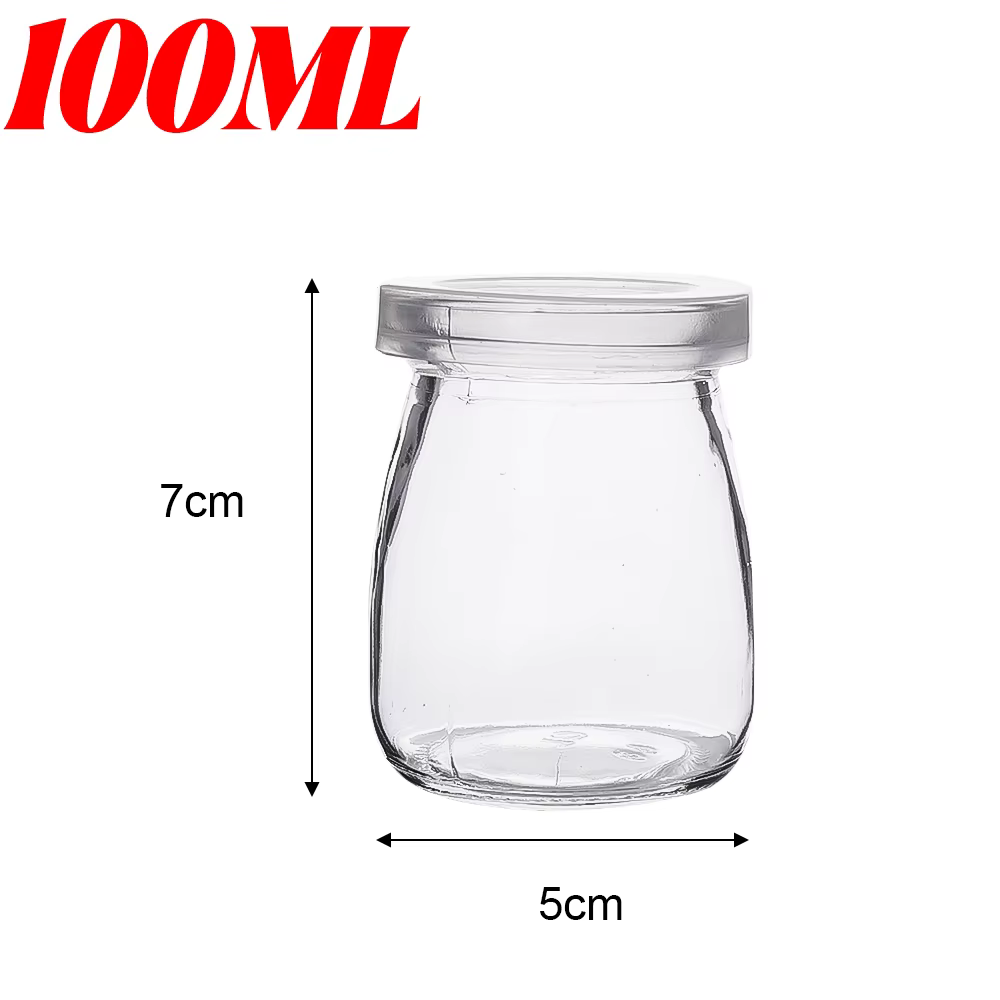 Pots de yaourt avec couvercles en PE, récipient à Pudding en verre transparent, gelée d'épices, bout