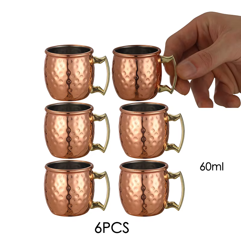 Mini tasse mule de moscou martelée, 6 pièces, tasses à expresso, verres à Shot: tasses mignonnes de