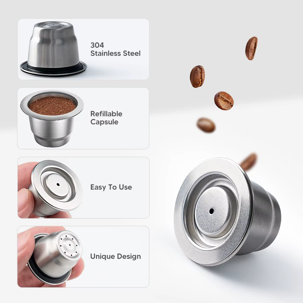 Capsule de café pour Nespresso, filtres rechargeables réutilisables en acier inoxydable, dosette à e