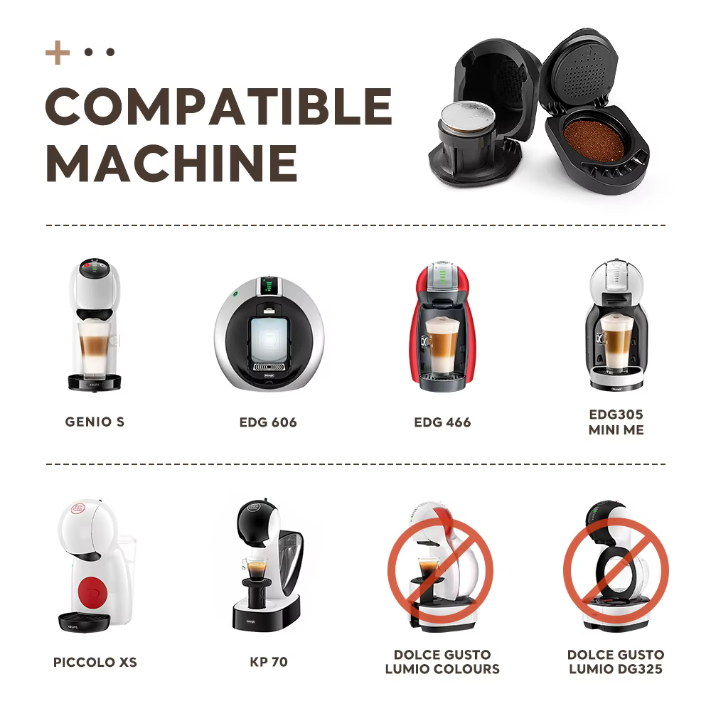 Adaptateur de café ICafilas adaptateur de capsule réutilisable Dolce Gusto avec accessoires de Machi