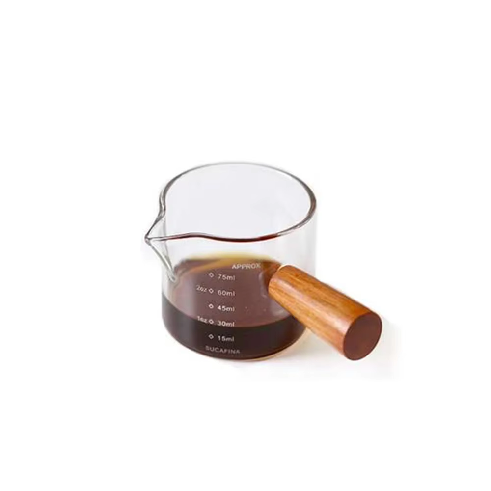 Tasse à mesurer en verre avec manche en bois, 1 pièce, tasse à mesurer expresso en verre, Double bou
