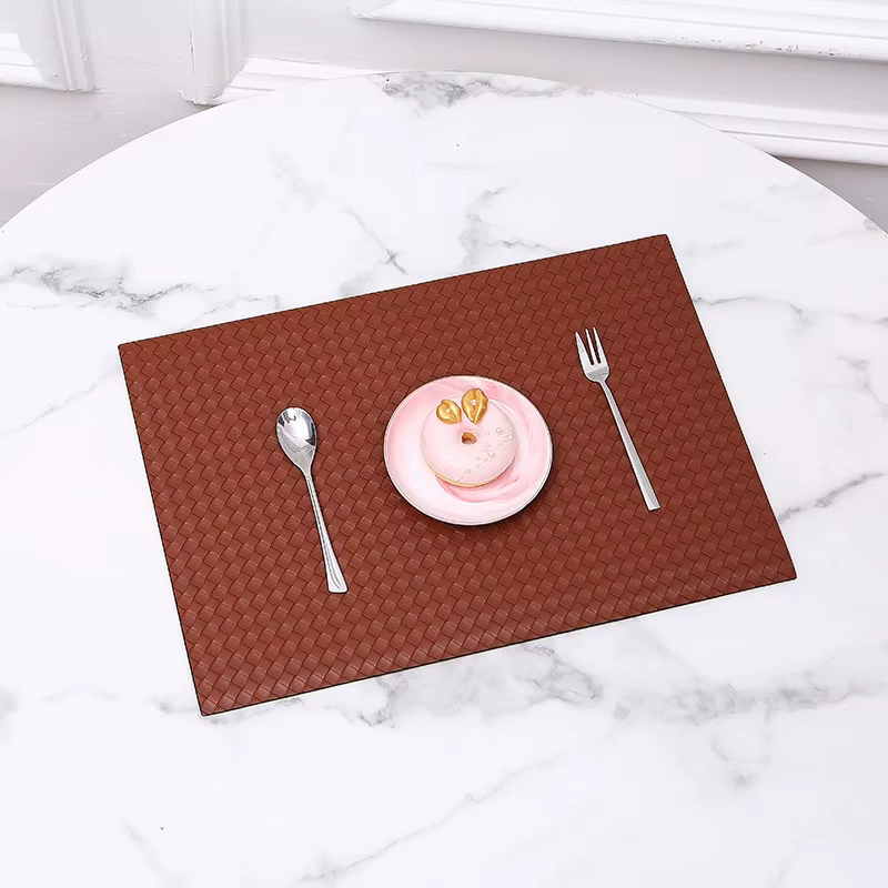 Napperons en Faux cuir tissé 13x18 pouces, tapis de Table pour cuisine, Table à manger, lavable, ess