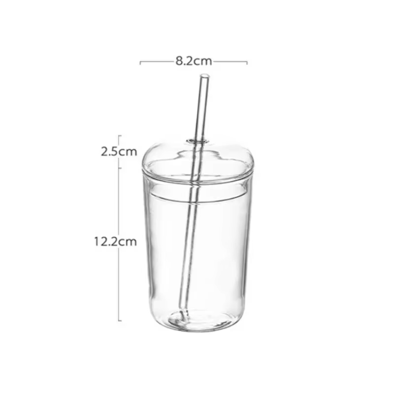 Tasse en verre avec couvercle et paille de 450ML, verres transparents pour jus d'eau et tasses à caf