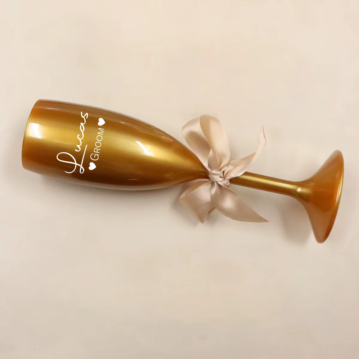 Flûte à champagne personnalisée, verre à champagne incassable personnalisé avec décoration en nœud, 