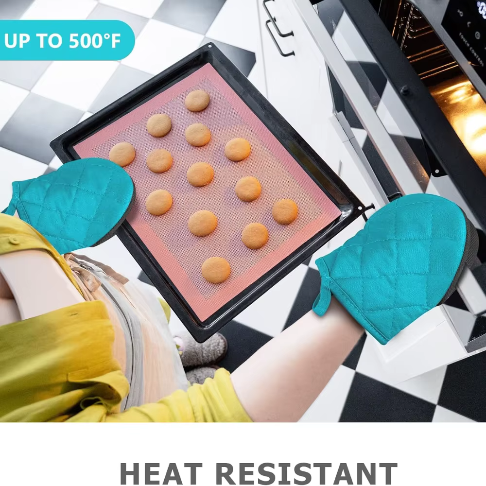 1 paire de gants de four de cuisine, mitaines de four courtes résistantes à la chaleur avec Surfaces