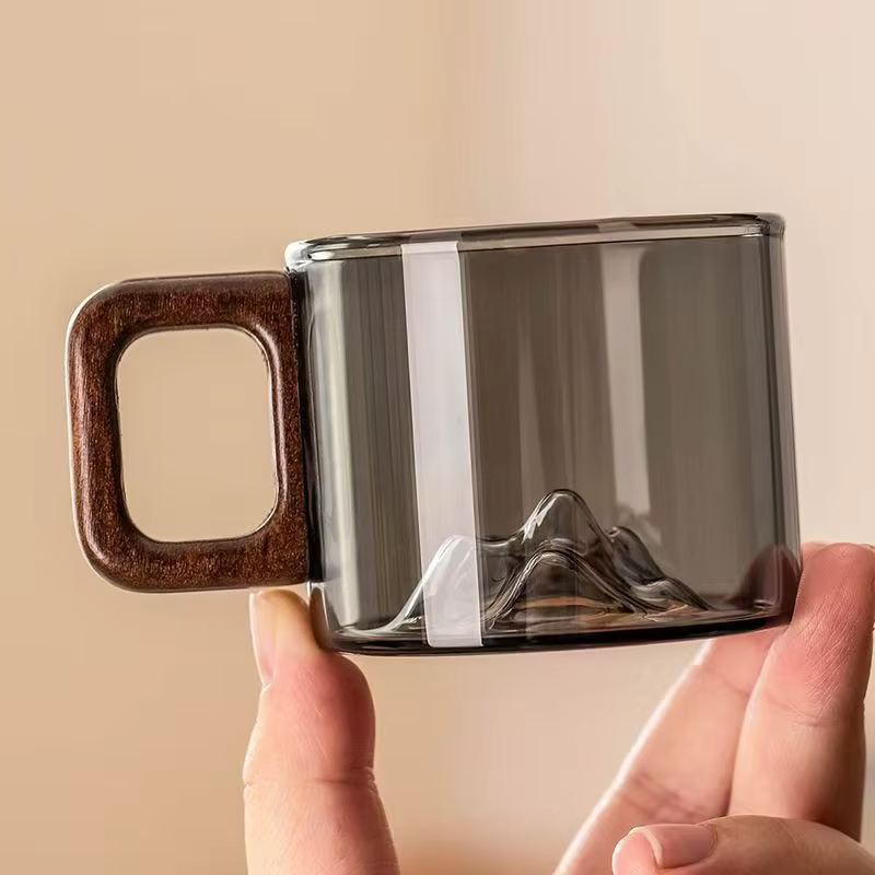 Petites tasses en verre gris fumé, verre borosilicate de haute qualité, tasses à thé créatives en fo