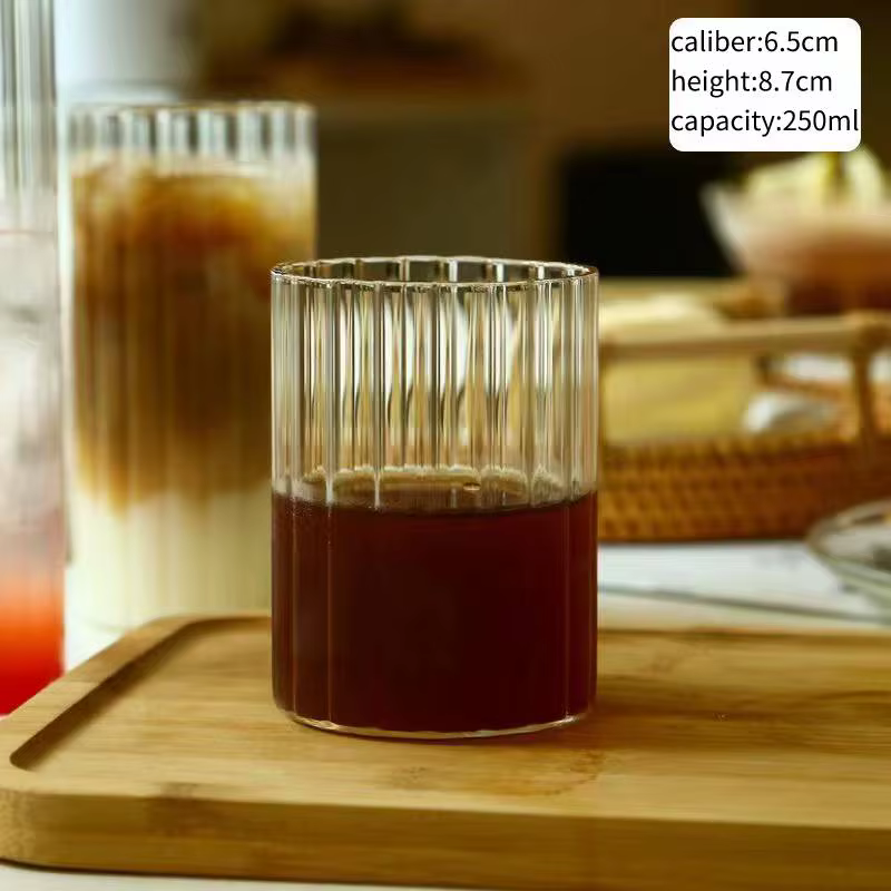 INS tasses en verre nervuré verres à boire tasse de thé glacé eau jus verres à Cocktail Bar boissons