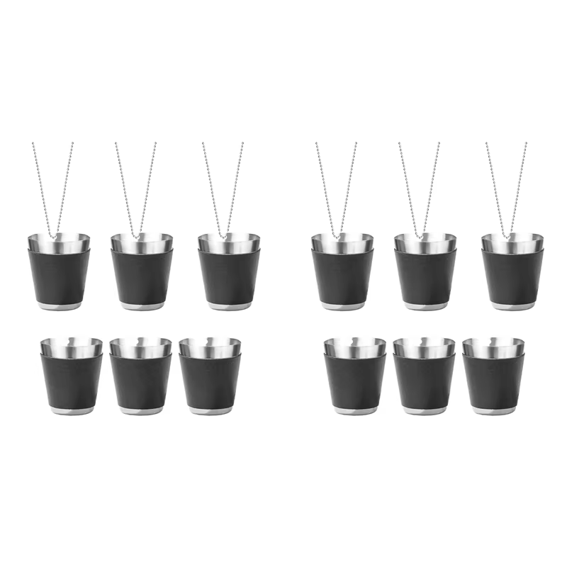 ABSS-Pack de 12 tasses à Shot en métal pour accrocher des verres à Shot en acier inoxydable avec ver